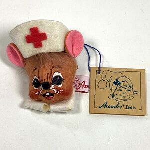 Annalee Nurse Mouse Pin Head With Tags Mobilitee Doll 1991 3-1/2" Vintage